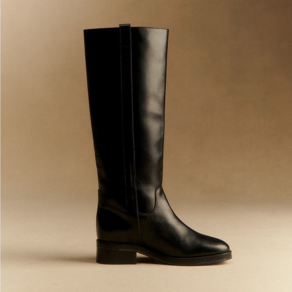 Sezane Bridget Knee Boots Smooth Black - Size 11 - Picture 4 of 9